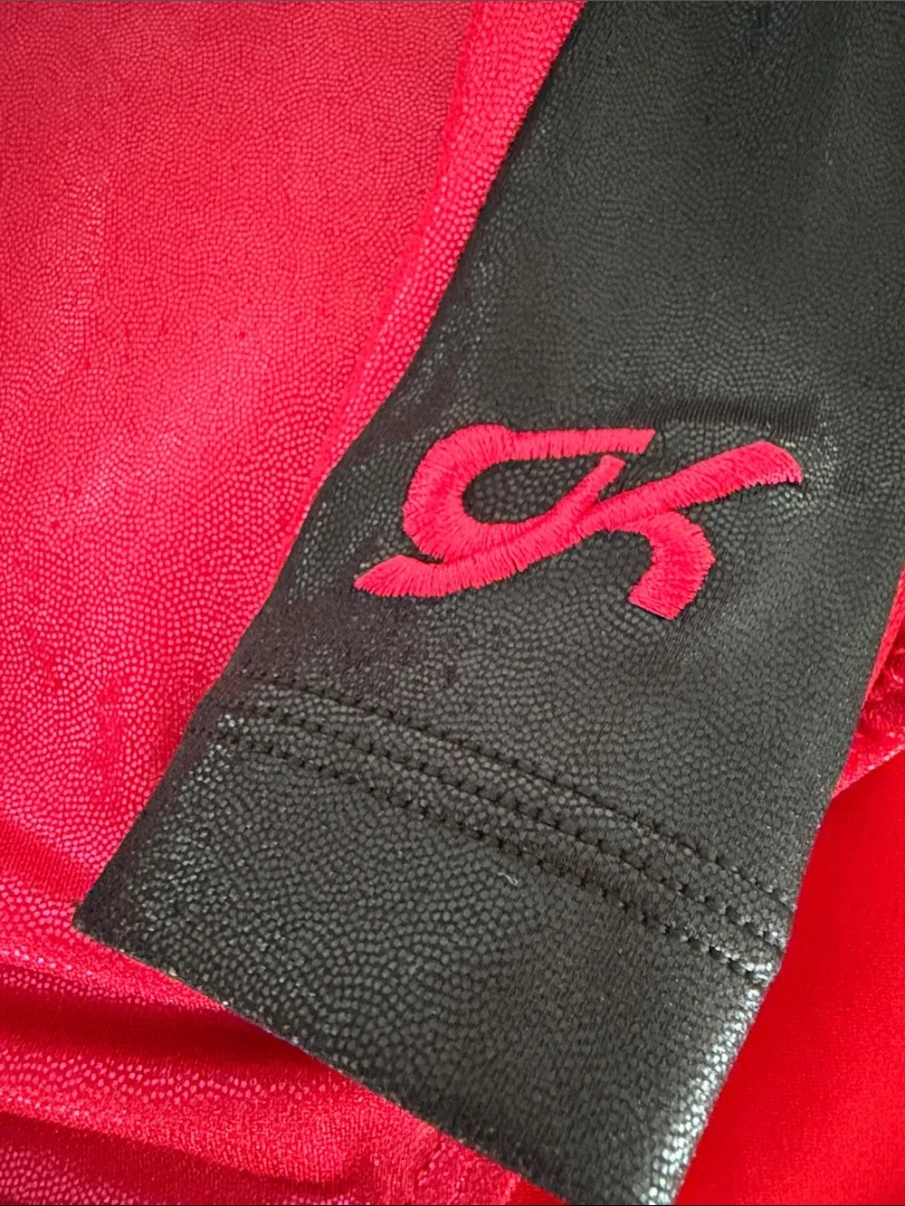 GK Elite Metallic Hot Pink and Black Long Sleeve Gymnastics Leotard